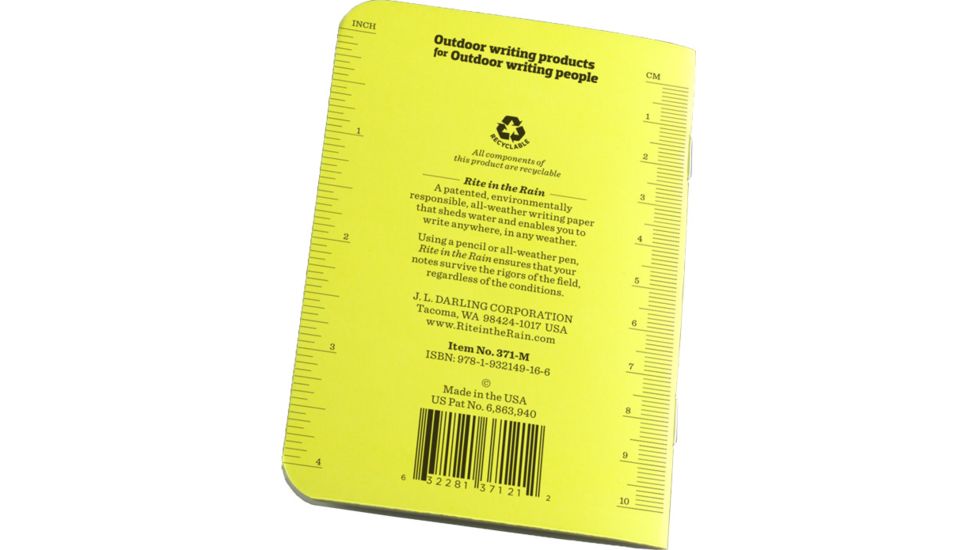 Rite in the Rain STAPLED MINI-NOTEBOOK - UNIVERSAL, Yellow, 3 1/4 x 4 5/8 371-M