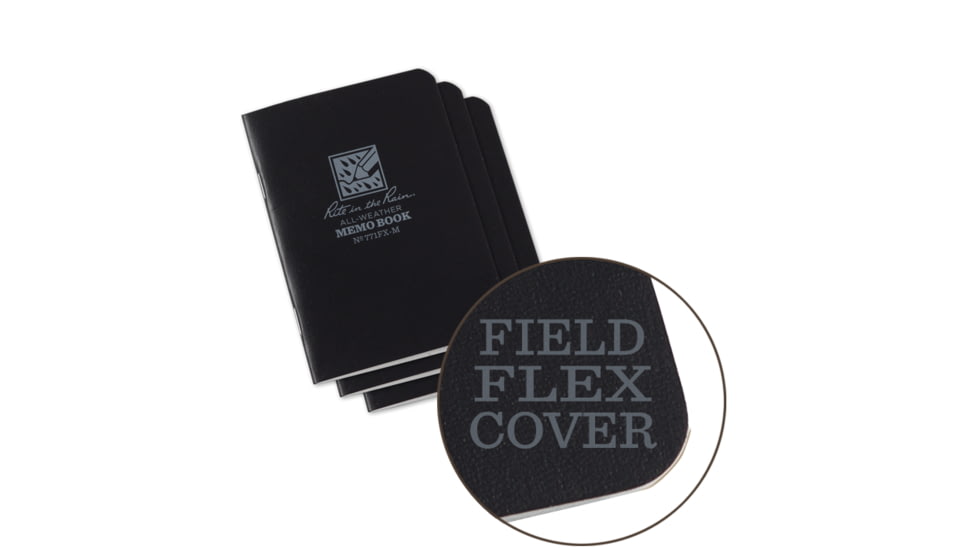 Rite in the Rain Stapled Mini Notebook - Universal - Black - 3 Pack, Black, 3 1/4 x 4 5/8 771FX-M