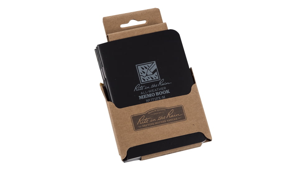 Rite in the Rain Stapled Mini Notebook - Universal - Black - 3 Pack, Black, 3 1/4 x 4 5/8 771FX-M