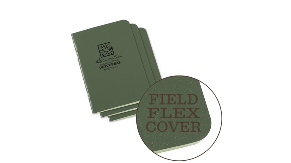 Rite in the Rain Stapled Mini Notebook - Universal - Green - 3 Pack, Green, 3 1/4 x 4 5/8 971FX-M
