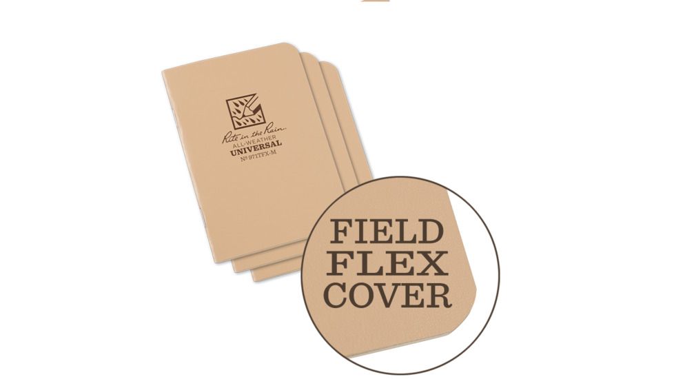 Rite in the Rain Stapled Mini Notebook - Universal - Tan - 3 Pack, Tan, 3 1/4 x 4 5/8 971TFX-M