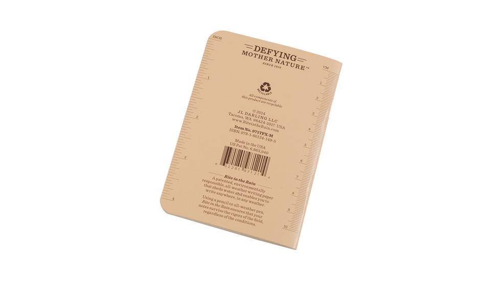 Rite in the Rain Stapled Mini Notebook - Universal - Tan - 3 Pack, Tan, 3 1/4 x 4 5/8 971TFX-M