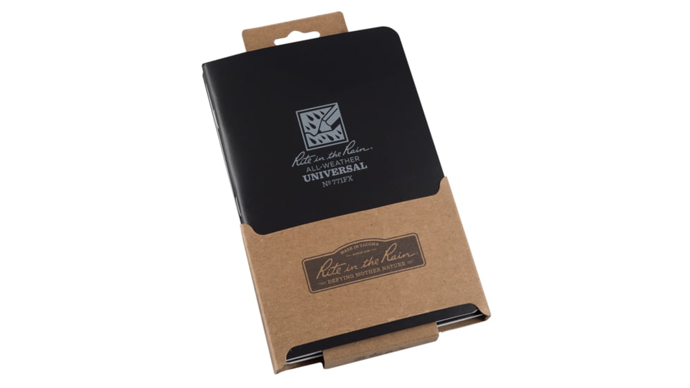 Rite in the Rain Stapled Notebook - Universal - Black - 3 Pack, Black, 4/5/8 x 7 771FX
