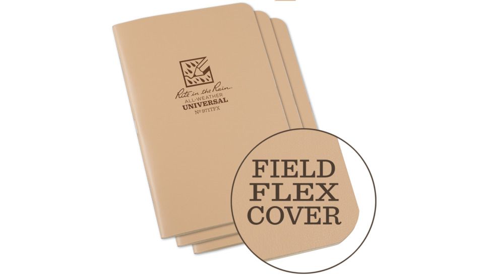 Rite in the Rain Stapled Notebook - Universal - Tan - 3 Pack, Tan, 4/5/8 x 7 971TFX