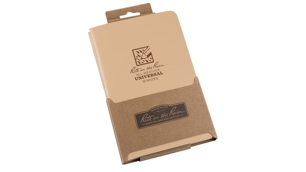 Rite in the Rain Stapled Notebook - Universal - Tan - 3 Pack, Tan, 4/5/8 x 7 971TFX