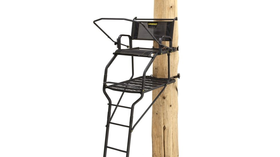 Rivers Edge Treestands Lockdown Wide 1-Man Ladder Stand, Black, Medium RE655