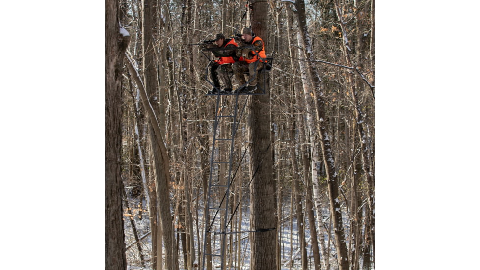 Rivers Edge Treestands Relax 2-Man Ladder Stand, Rivers Edge Grey, 2-Person, RE668