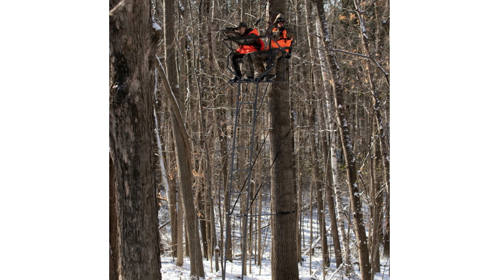 Rivers Edge Treestands Relax 2-Man Ladder Stand, Rivers Edge Grey, 2-Person, RE668