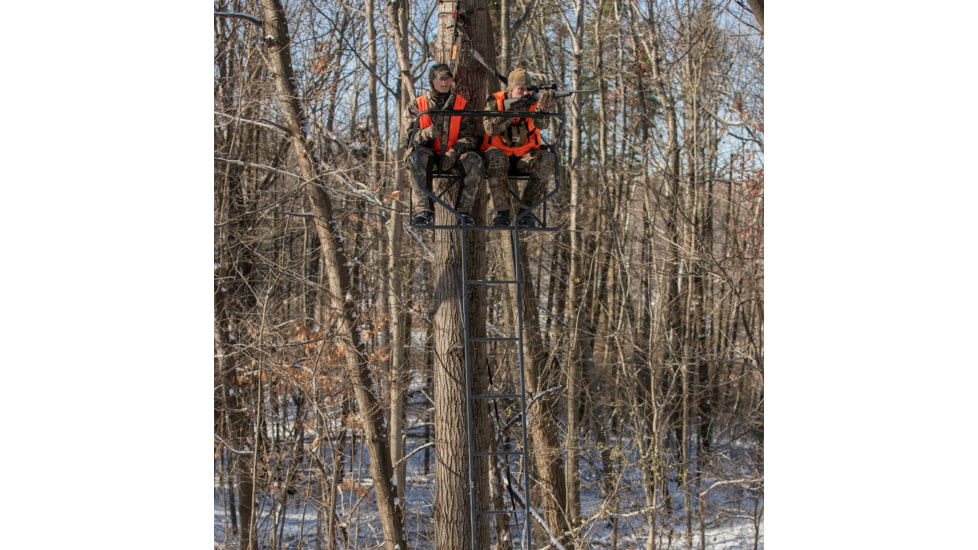 Rivers Edge Treestands Relax 2-Man Ladder Stand, Rivers Edge Grey, 2-Person, RE668