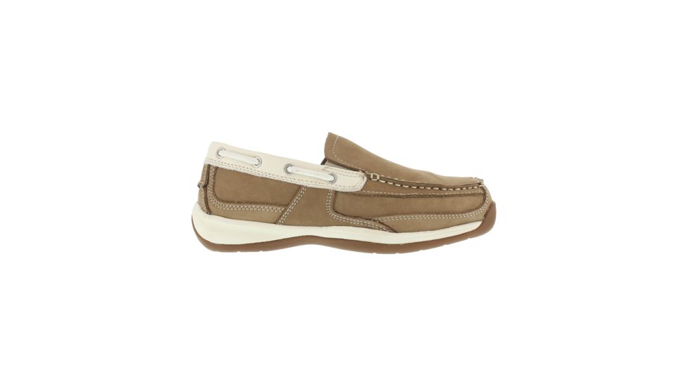 Rockport Womens Sailing Club Steel Toe Slip On Boat Shoes, Brown, 7.5, RK673-BROWN-7.5-WOMENS-W