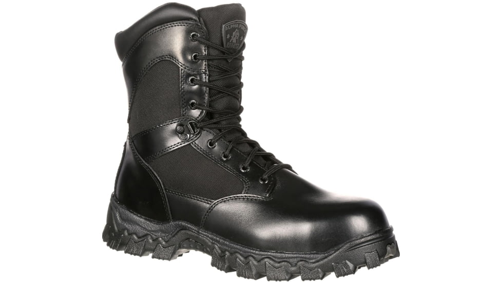 Rocky Boots Alpha Force Zipper Waterproof Public Service Boot - Mens, Black, 9.5, Wide, FQ0002173-WI-9.5
