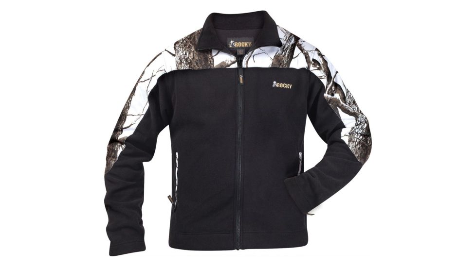 Rocky Full Zip Fleece Jacket, Black/Snow Camouflage 2X-Large 609476-2X