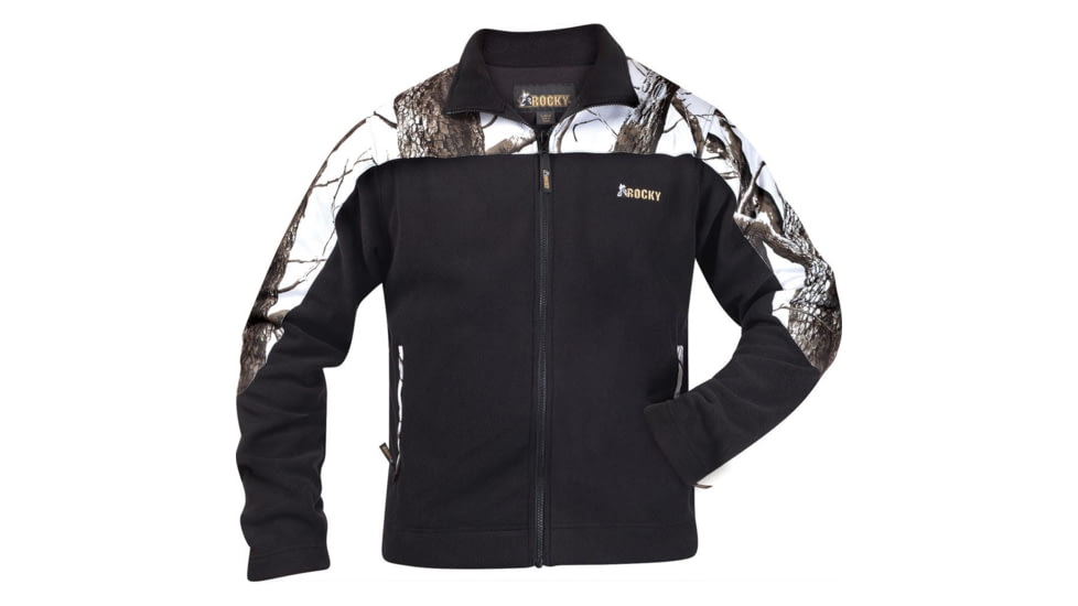 Rocky Full Zip Fleece Jacket, Black/Snow Camouflage Large 609476-LG