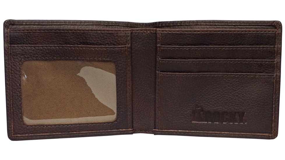 Rocky Heavy Pebble Leather Bifold Wallet, Brown, RY6012-200