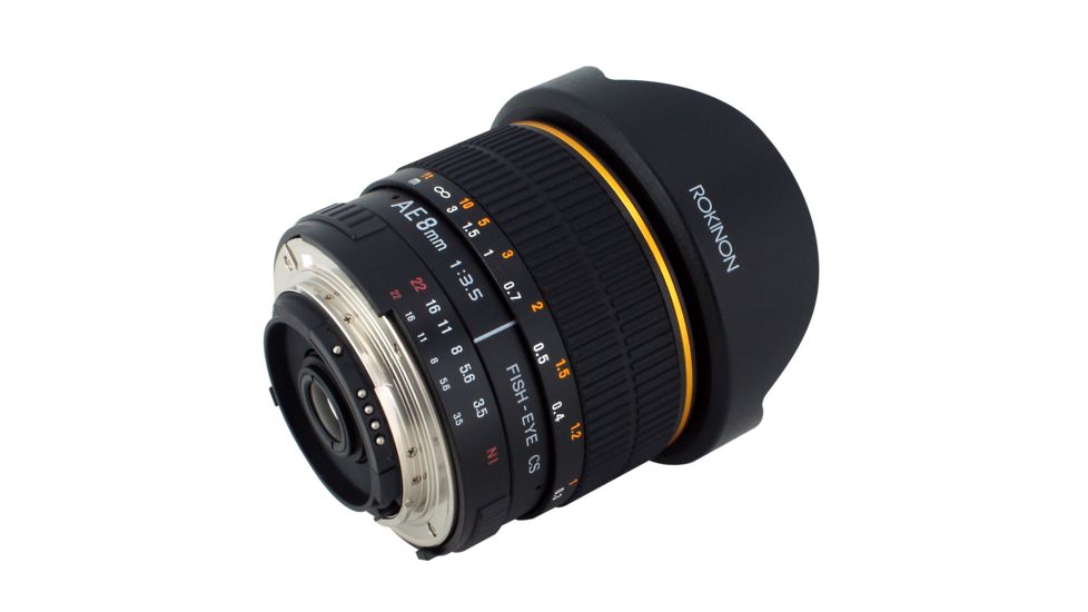 Rokinon 8mm F3.5 Fisheye Camera Lens for Nikon AE with Automatic Chip, Black AE8M-N