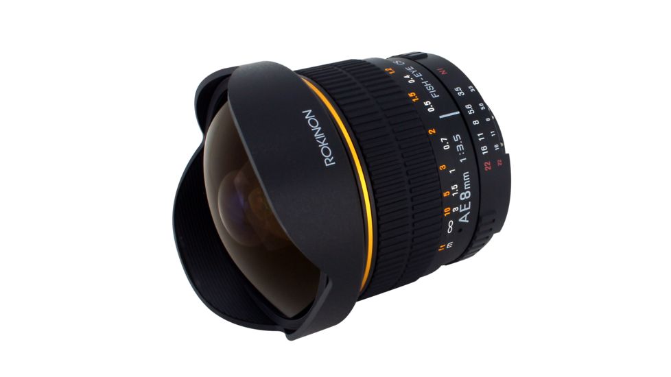 Rokinon 8mm F3.5 Fisheye Camera Lens for Nikon AE with Automatic Chip, Black AE8M-N