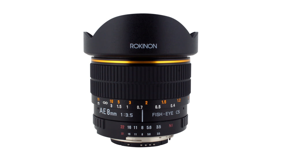 Rokinon 8mm F3.5 Fisheye Camera Lens for Nikon AE with Automatic Chip, Black AE8M-N