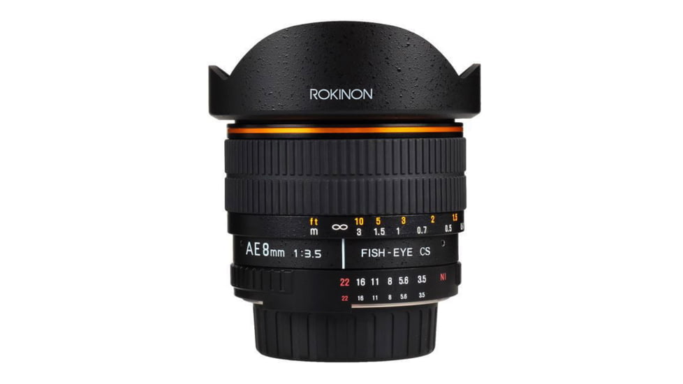 Rokinon 8mm F3.5 Fisheye Camera Lens for Nikon AE with Automatic Chip, Black AE8M-N