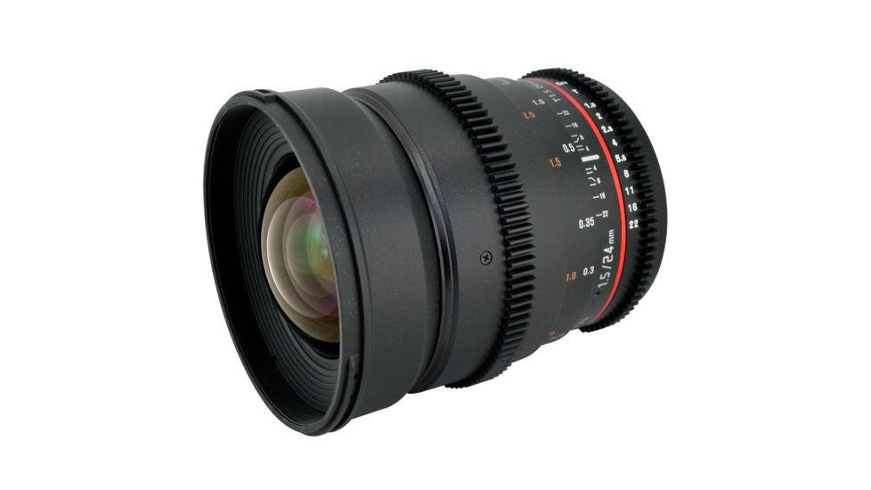 Rokinon 24mm T1.5 Cine Wide Angle Camera Lens for Canon EF Mount, Black CV24M-C