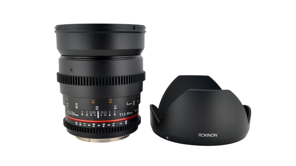 Rokinon 24mm T1.5 Cine Wide Angle Camera Lens for Canon EF Mount, Black CV24M-C