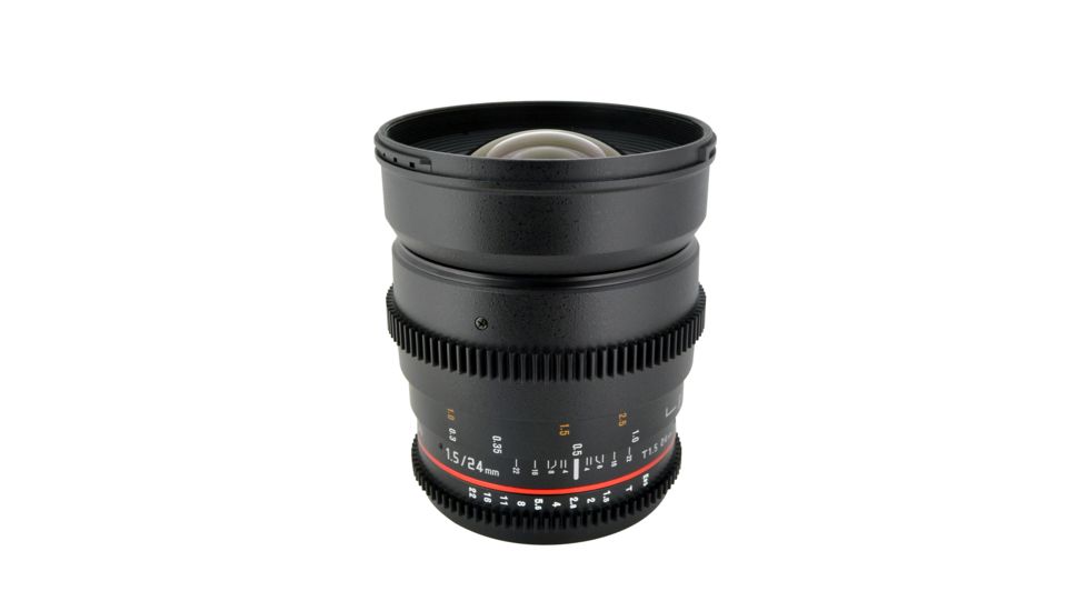 Rokinon 24mm T1.5 Cine Wide Angle Camera Lens for Canon EF Mount, Black CV24M-C