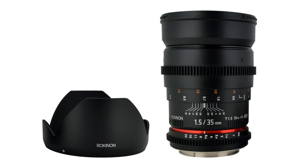 Rokinon 35mm T1.5 Cine Wide Angle Camera Lens for Canon EF Mount, Black CV35-C