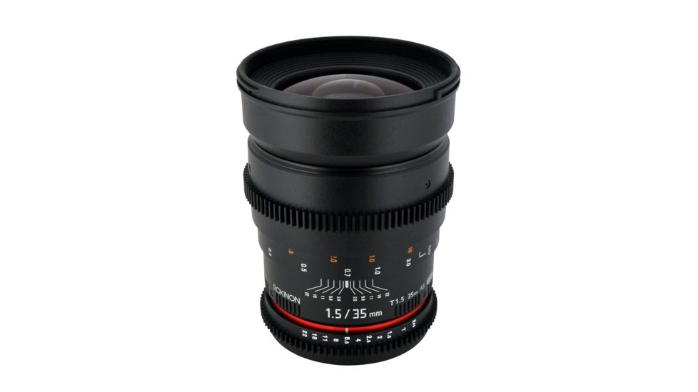 Rokinon 35mm T1.5 Cine Wide Angle Camera Lens for Canon EF Mount, Black CV35-C