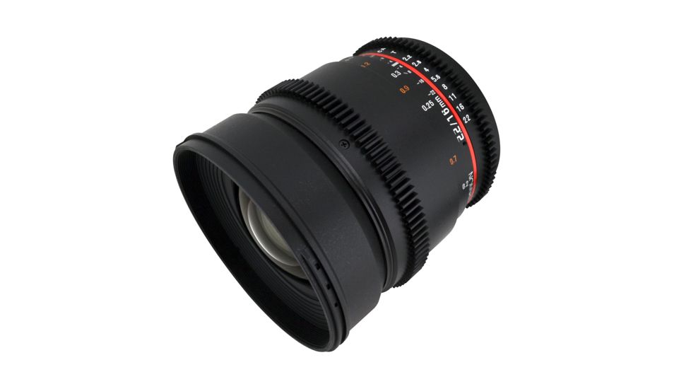 Rokinon 16mm T2.2 Cine Wide Angle Camera Lens for Canon EF Mount, Black CV16M-C