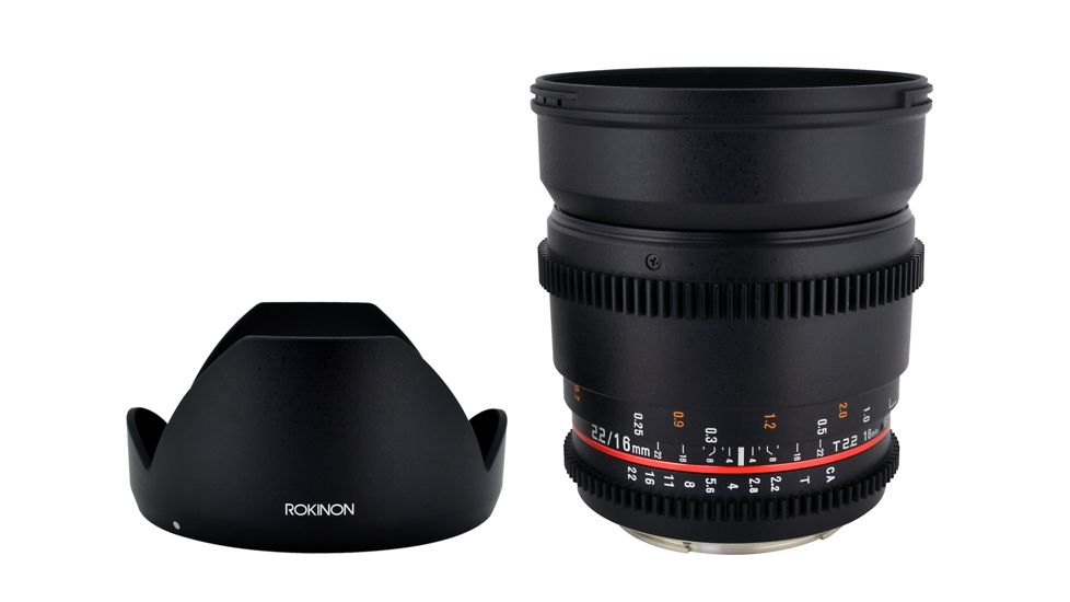 Rokinon 16mm T2.2 Cine Wide Angle Camera Lens for Canon EF Mount, Black CV16M-C