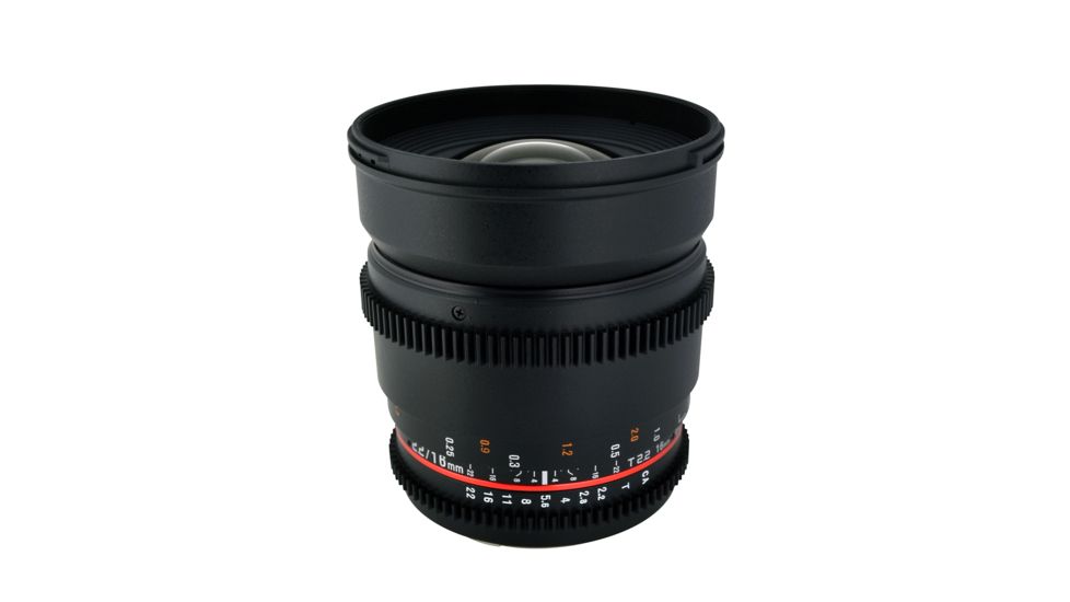 Rokinon 16mm T2.2 Cine Wide Angle Camera Lens for Canon EF Mount, Black CV16M-C