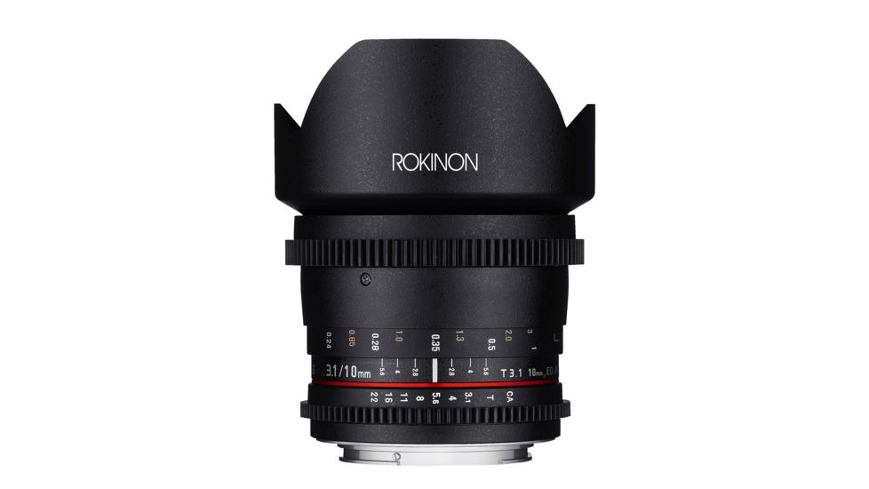 Rokinon 10mm T3.1 Cine Super Wide Angle Camera Lens for Canon EF Mount, Black CV10M-C