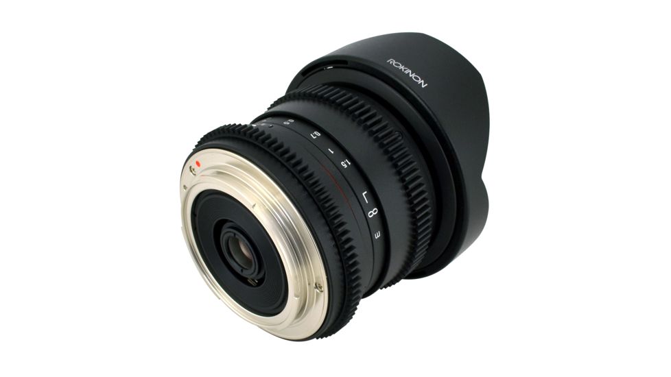 Rokinon 8mm T3.8 Cine HD Fisheye Camera Lens w/Removable Hood for Canon EF Mount, Black RKHD8MV-C