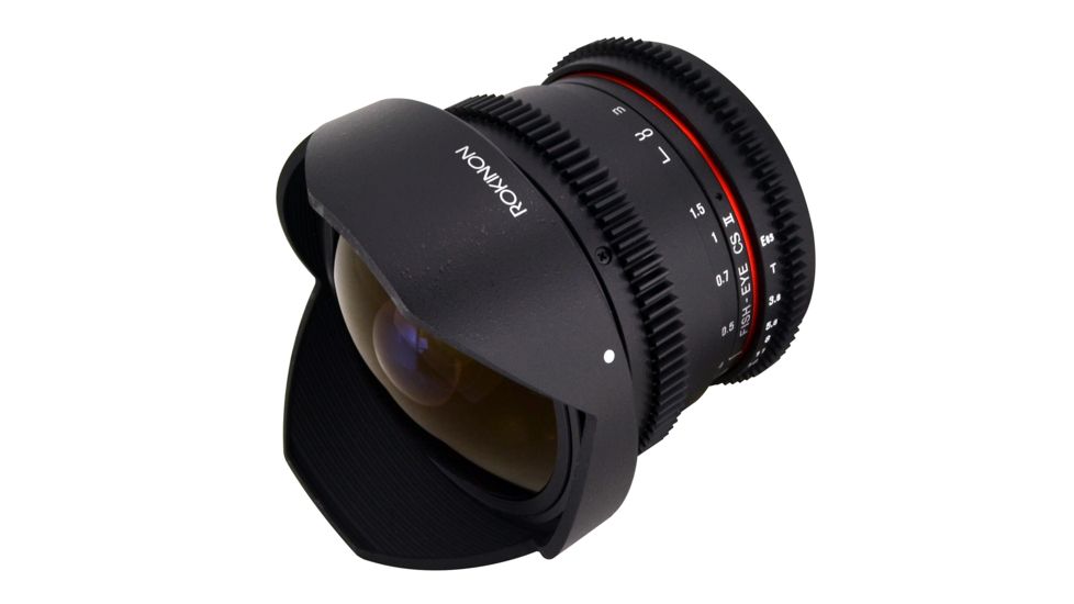 Rokinon 8mm T3.8 Cine HD Fisheye Camera Lens w/Removable Hood for Canon EF Mount, Black RKHD8MV-C