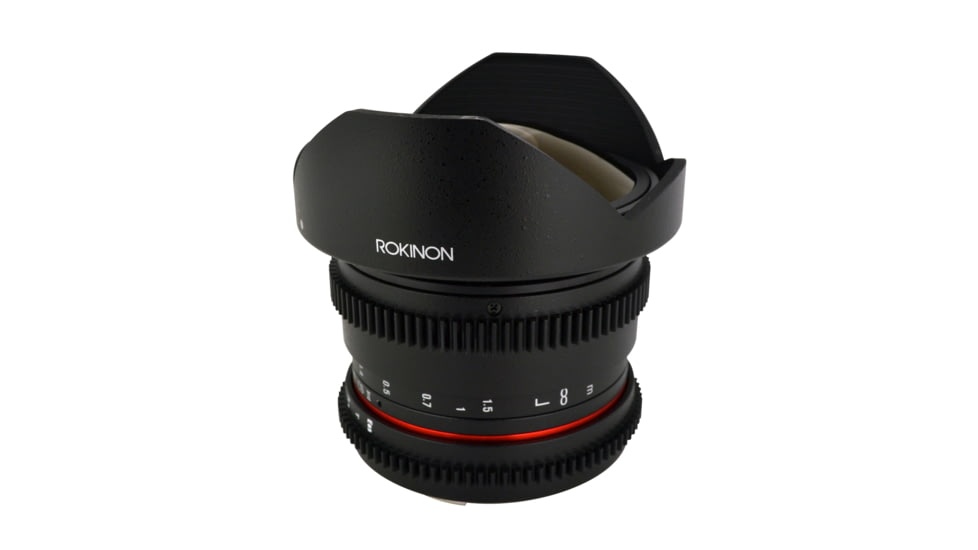 Rokinon 8mm T3.8 Cine HD Fisheye Camera Lens w/Removable Hood for Canon EF Mount, Black RKHD8MV-C