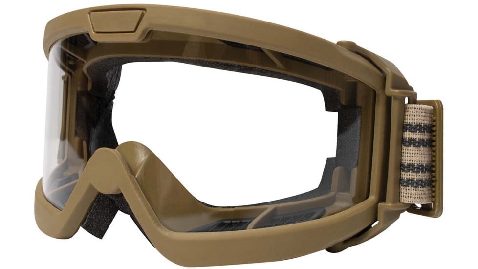Rothco ANSI Ballistic OTG Goggle System, Interchangeable Smoke/Clear/Yellow Lenses, Coyote Brown Frame, 10738-CoyoteBrown