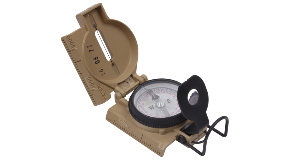 Rothco Cammenga G.I. Military Phosphorescent Lensatic Compass, Coyote Brown, 16512