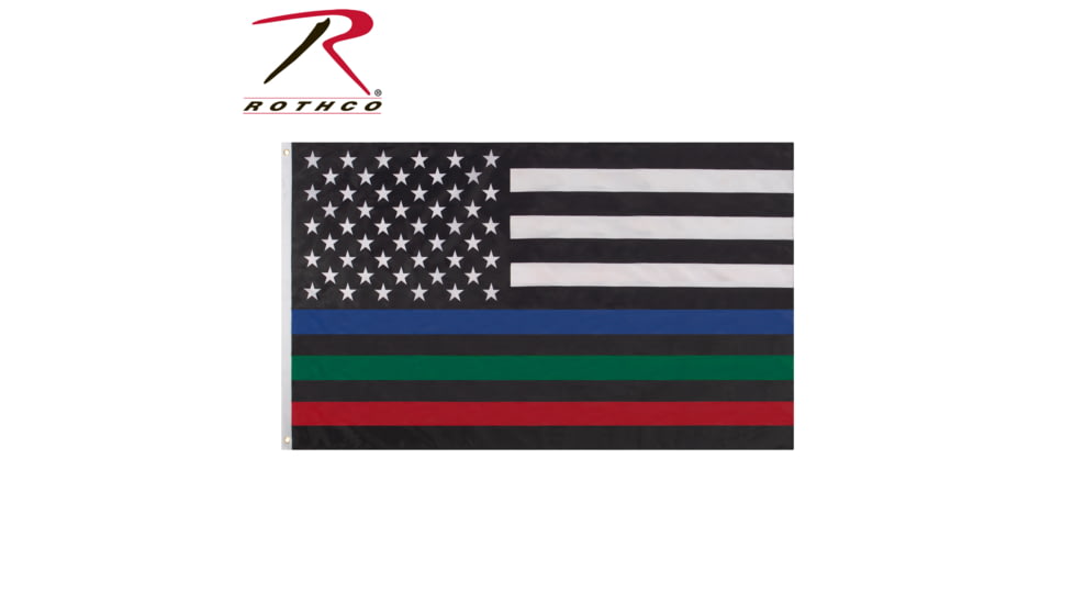 Rothco Thin Red, Blue, and Green Line US Flag, 3' x 5', 14459