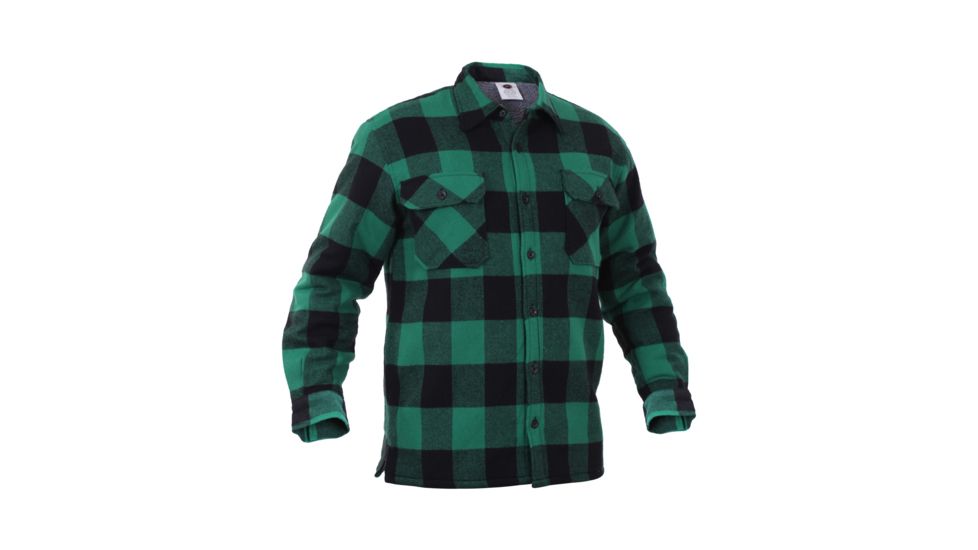 Rothco Extra Heavyweight Buffalo Plaid Sherpa-lined Flannel Shirts, Green, M, 3735-Green-M