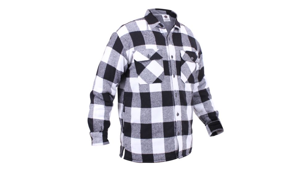 Rothco Extra Heavyweight Buffalo Plaid Sherpa-lined Flannel Shirts, White, Small, 3739-White-S