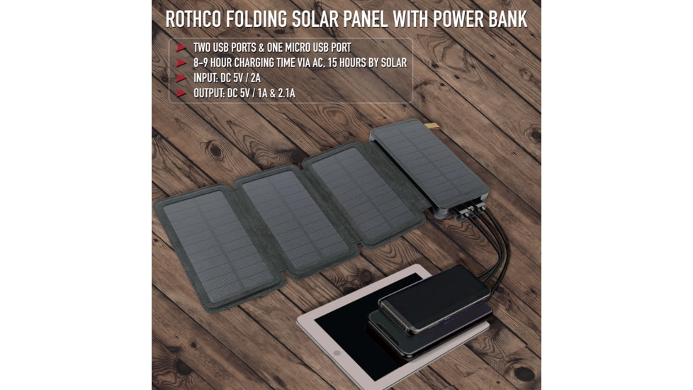 Rothco Folding Solar Panel with Power Bank, 42111