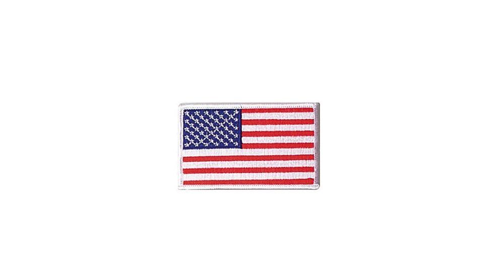 Rothco Iron On / Sew On Embroidered US Flag Patch, Red White Blue with White Border, 2777-RedWhiteBluewithWhiteBorder-Normal