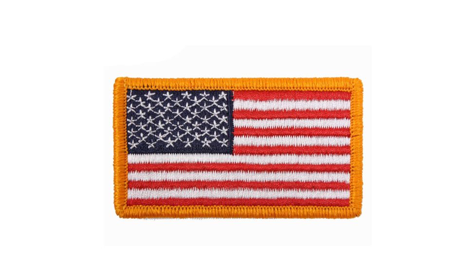 Rothco Iron On / Sew On Embroidered US Flag Patch, Red White Blue with Yellow Border, 1777-RedWhiteBluewithYellowBorder-Normal