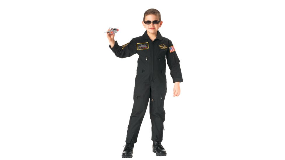Rothco Flight Coverall With Patches - Kid's, Small, Black, 7203-305