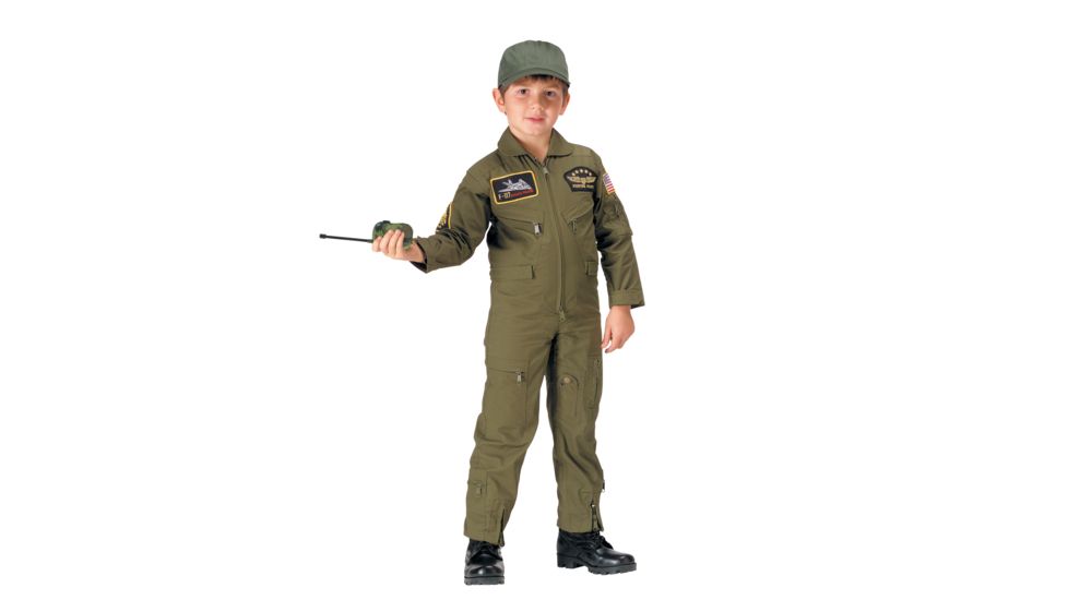 Rothco Flight Coverall With Patches - Kid's, Small, Olive Drab, 7302-205