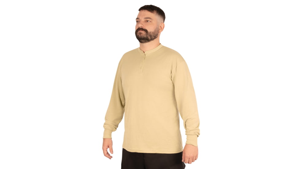 Rothco Long Sleeve Henley T-Shirt - Mens, Desert Sand, 2XL, 21036-DesertSand-2XL