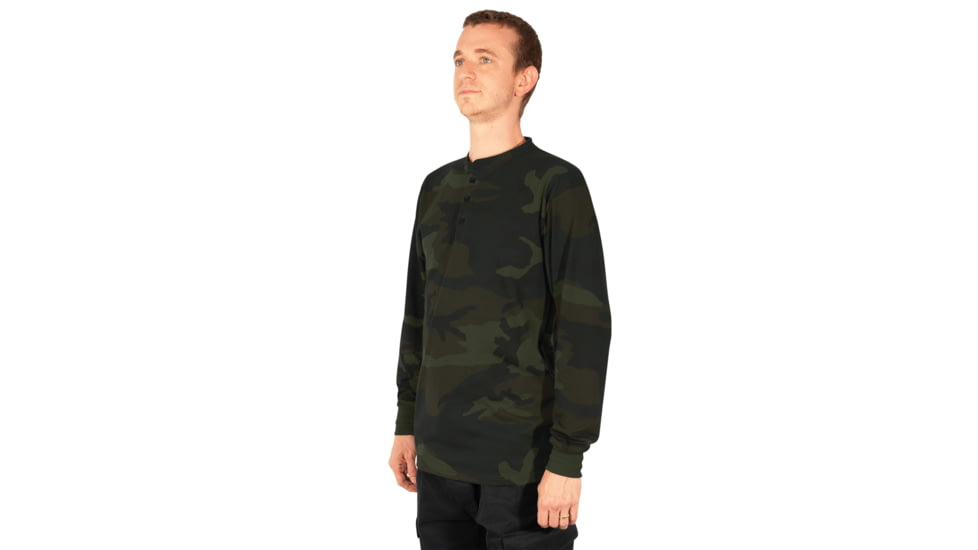 Rothco Long Sleeve Henley T-Shirt - Mens, Midnight Woodland Camo, Small, 21045-MidnightWoodlandCamo-S
