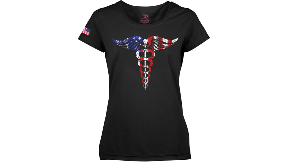 Rothco Medical Symbol Caduceus Long Length T-Shirt - Womens, Black, Large, 5972-L