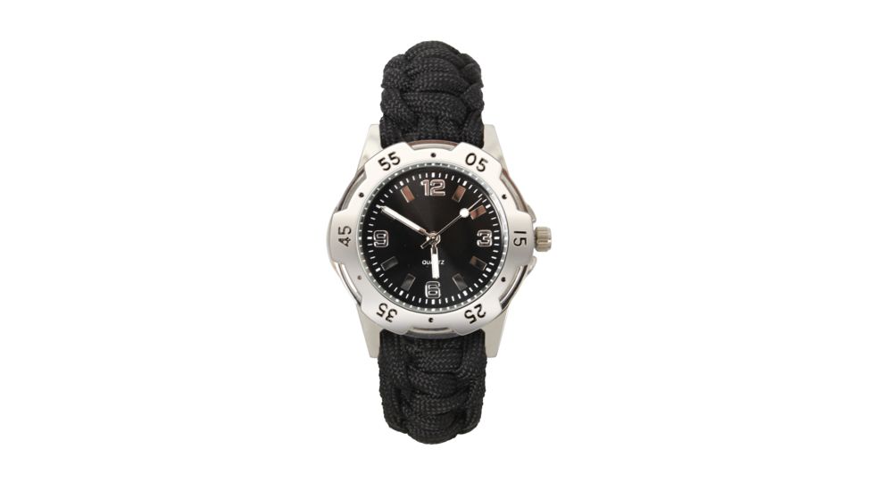 Rothco Paracord Bracelet Watch, Black, 9, 4253-Black-9Inches
