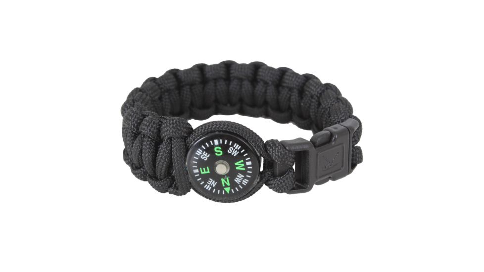 Rothco Paracord Compass Bracelet, Black, 7, 957-Black-7Inches