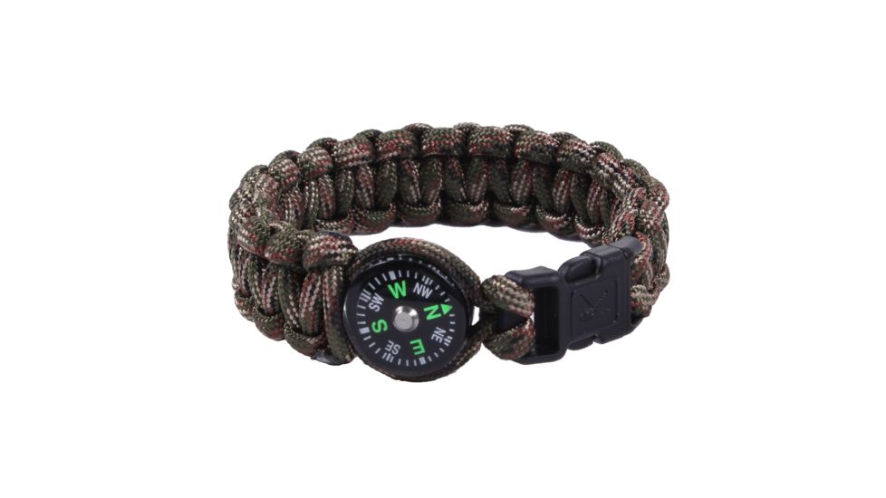 Rothco Paracord Compass Bracelet, Woodland Camo, 7, 920-WoodlandCamo-7Inches